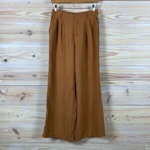 A New Day Pleated Gauzy Wide Leg Pants Womens 4 Rust Comfort Career‎ Office